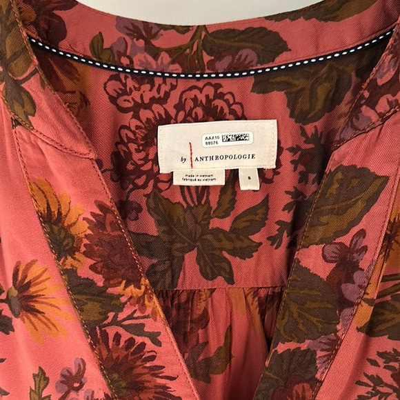 Anthropologie Kimber Tunic Floral Pink V Neck Dress Women’s Small - Picture 3 of 10